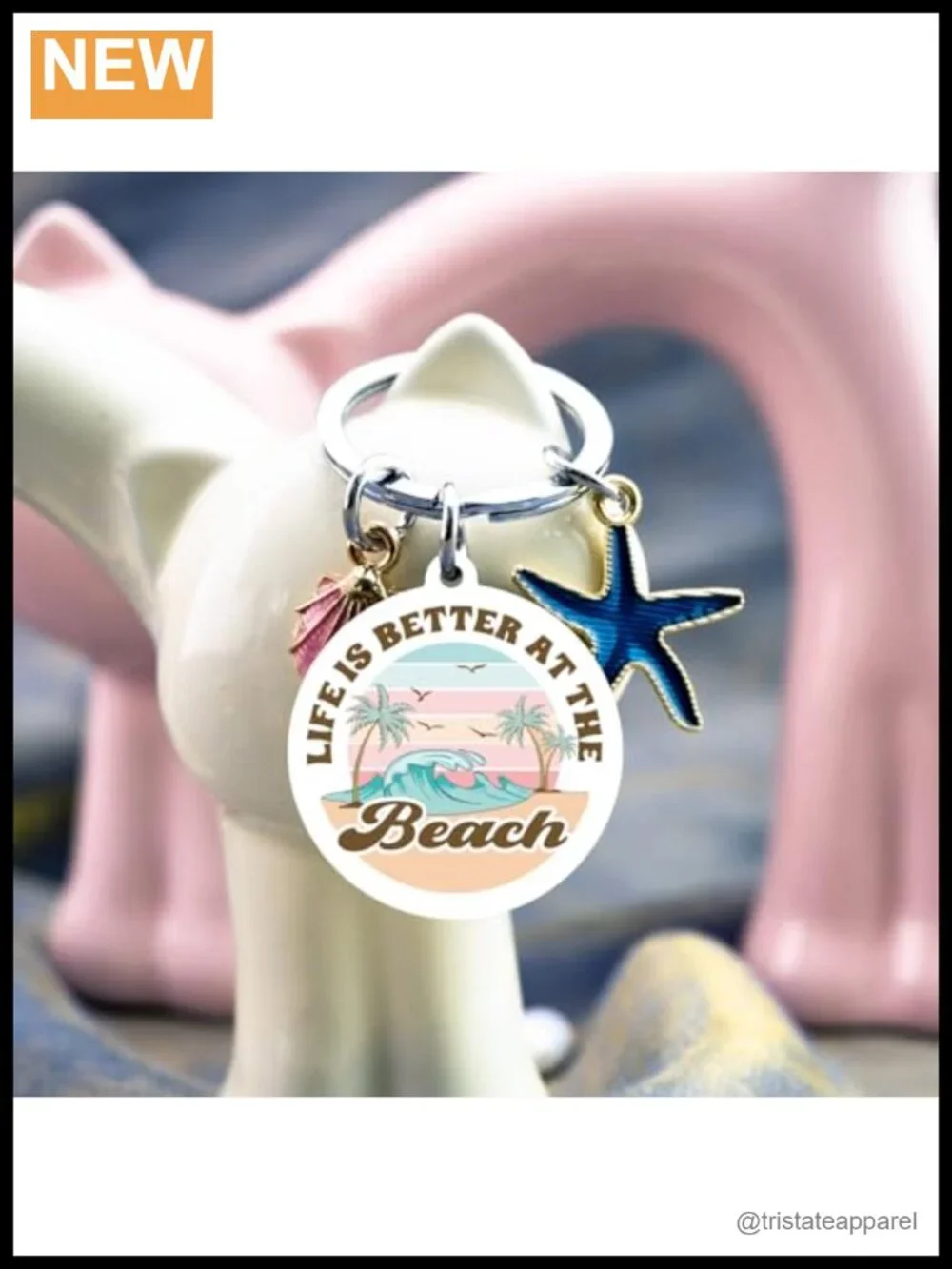 Life is Better at the Beach Engraved Stainless Steel Keychain